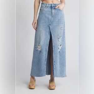 CASCADE HIGH RISE FRONT SLIT MAXI SKIRT